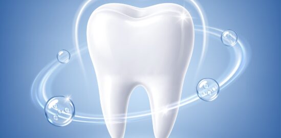 White,Tooth,With,Protective,Barrier,And,Molecules.,Dental,Care,Concept. White,Tooth,With,Protective,Barrier,And,Molecules.,Dental,Care,Concept.